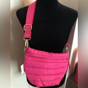 Pretty Simple Bright Pink Quilted Crossbody Bum Bag with Adjustable Strap